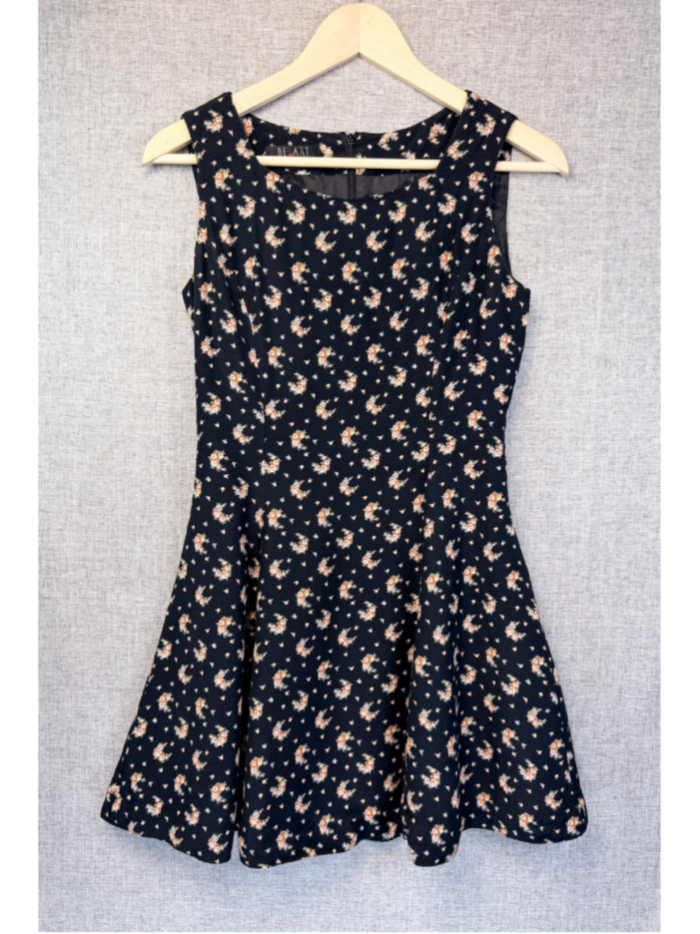 Vintage 90s Be Art by Esquire Size S Floral Fit & Flare Dress Black Whimsigoth